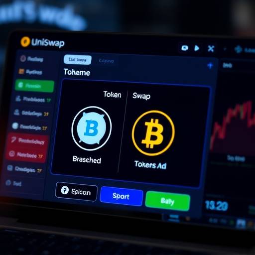 Uniswap interface showing a token swap transaction